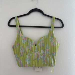 Zara Floral Green Crop Top